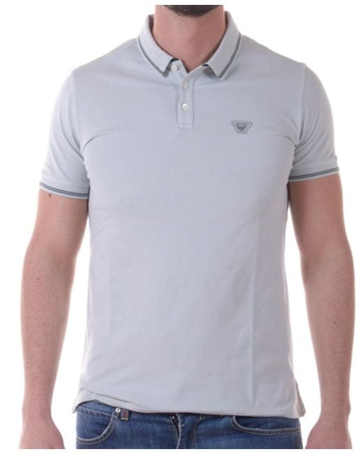 Armani Jeans Blue Logo Slim Polo Shirt for men