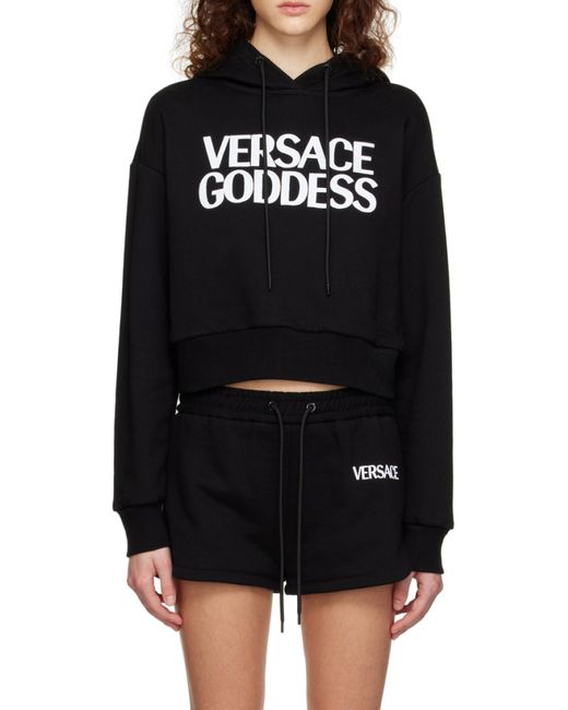 Versace Black Goddess Printed Drawstring Hoodie