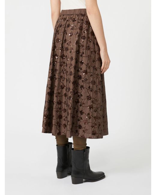 Weekend by Maxmara Brown Sequinned Cotton Skirt