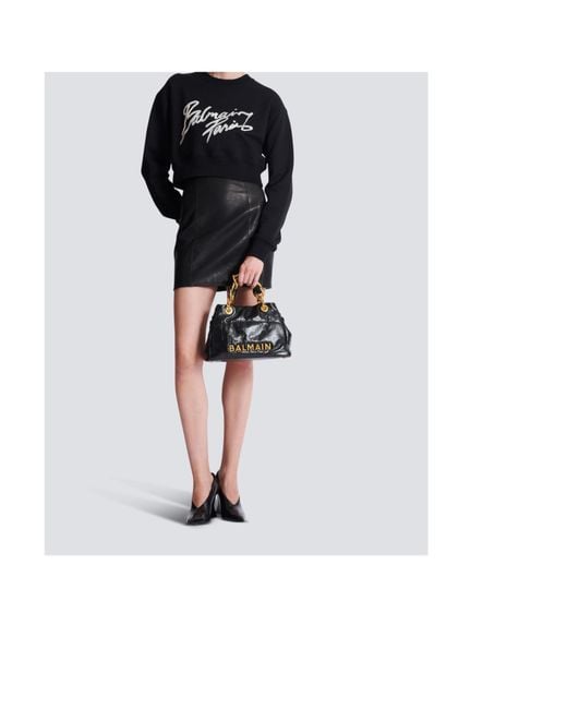 Balmain Black Small 1945 Soft Tote Bag