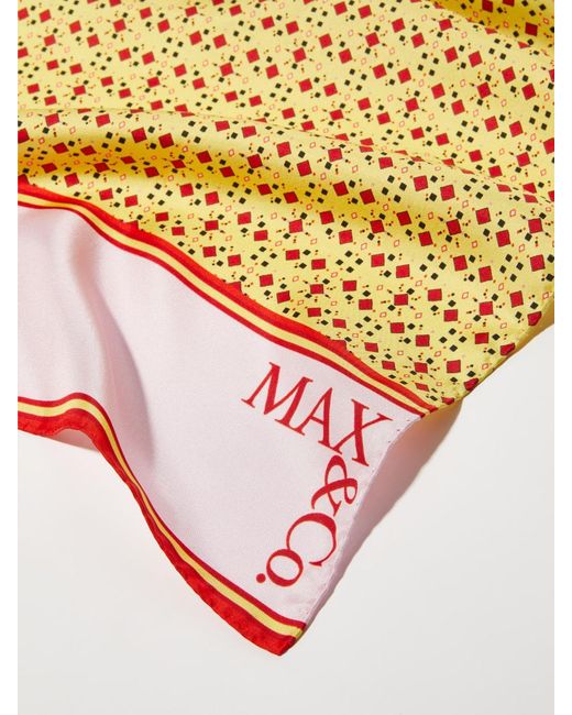 MAX&Co. Yellow Printed Silk-Twill Scarf