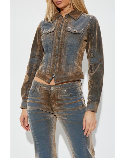 KNWLS Gray Velvet Finish Denim Jacket