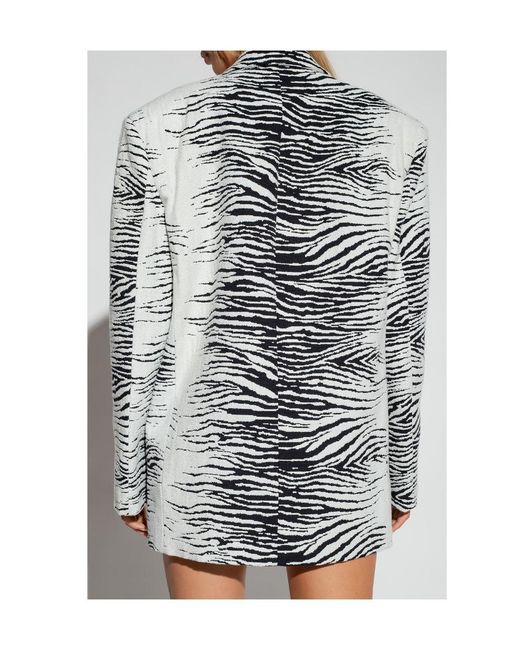 The Attico Gray The Zebra Print Single-Breasted Blazer