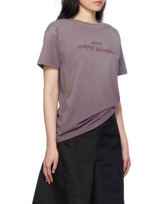 Maison Margiela Purple Reverse Logo Detailed Crewneck T-Shirt