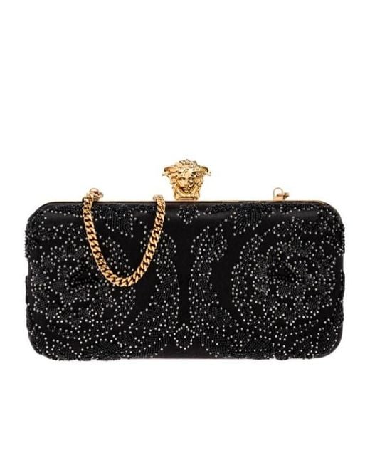 Versace Black Embellished Clutch Bag