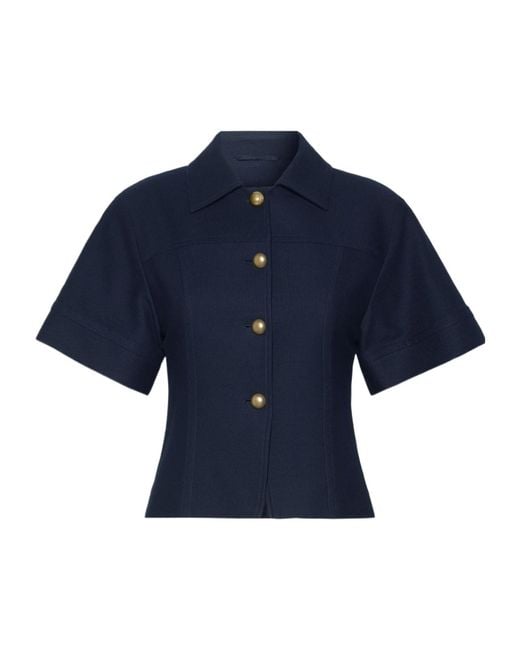 Max Mara Blue Cotton Slim-Fit Jacket