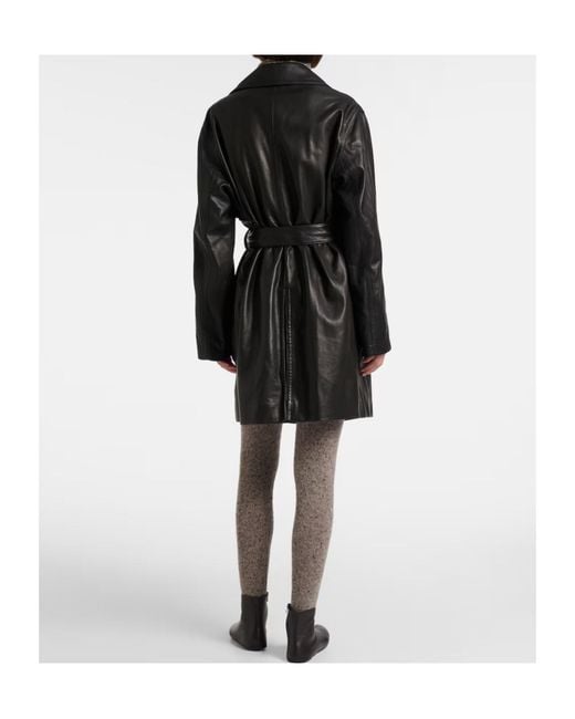 The Row Black Siempra Leather Coat