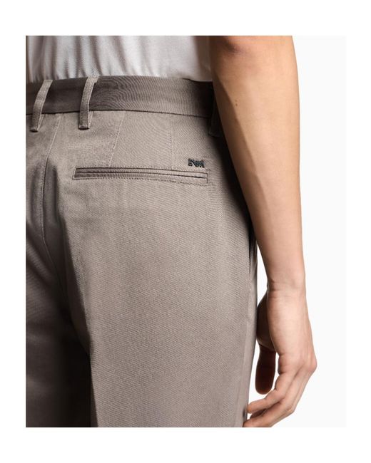 Emporio Armani Gray Logo Plaque Tapered Trousers for men