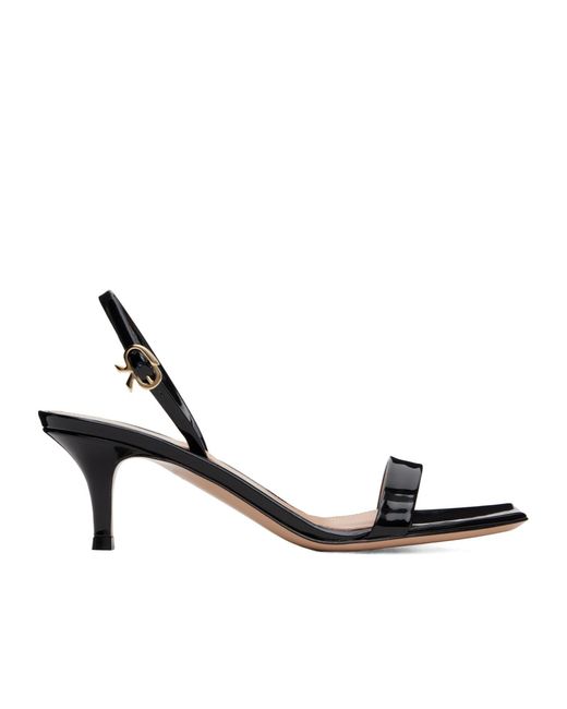 Gianvito Rossi Metallic Ribbon Kitten High Heel Sandals