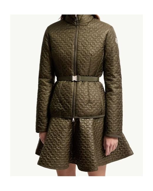 Moncler Green Geranium Floral-Quilted Short Down Jacket