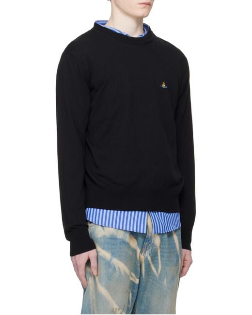 Vivienne Westwood Black Orb Logo Knitted Sweater for men