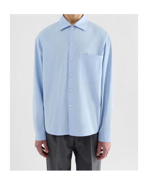 Jil Sander Blue Lightweight Cotton Poplin Shirt for men