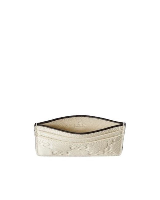 Gucci White Gg Emblem Card Case