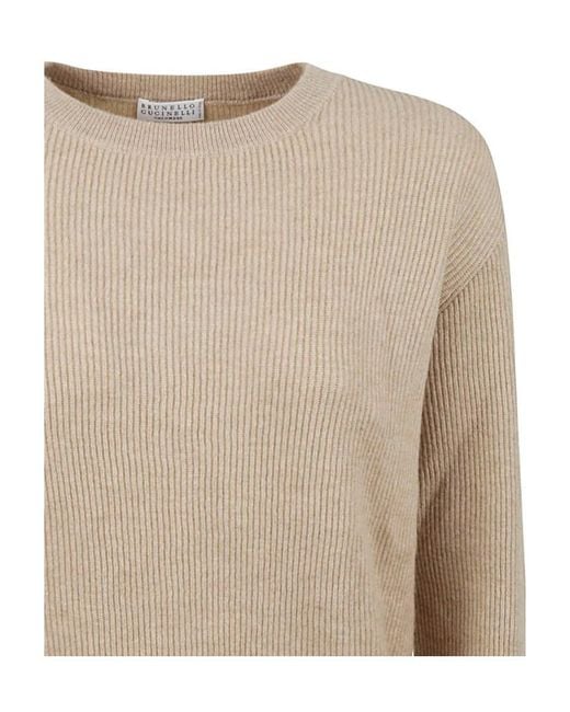 Brunello Cucinelli Natural Round Neck Knitted Jumper