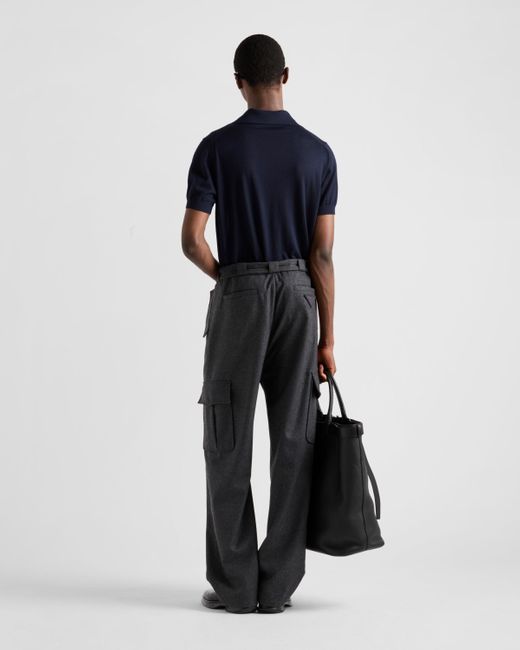 Prada Blue Cashmere Polo Shirt for men