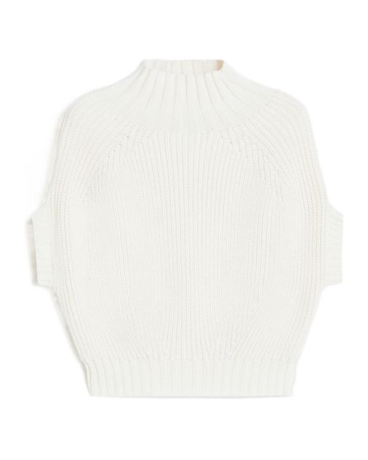 Sportmax White Balloon Mock-Neck Knitted Top