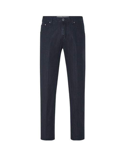 Jacob Cohen Blue Scott Cropped Herringbone Pants for men