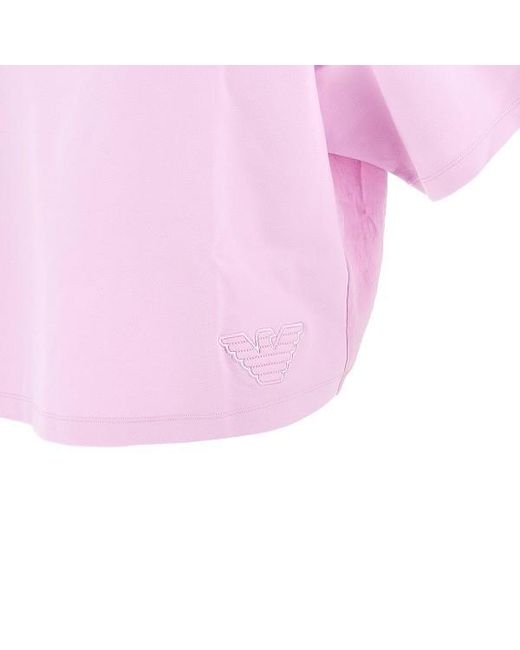 Emporio Armani Pink Logo-Embroidered T-Shirt