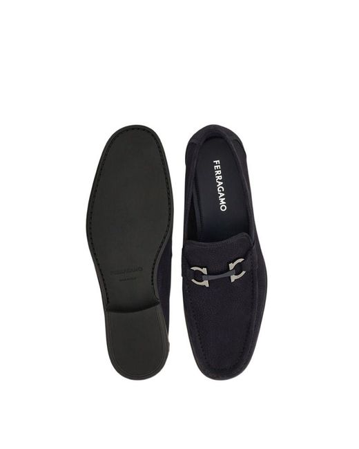 Ferragamo Blue Ferragamo Gancini Buckle Loafers for men