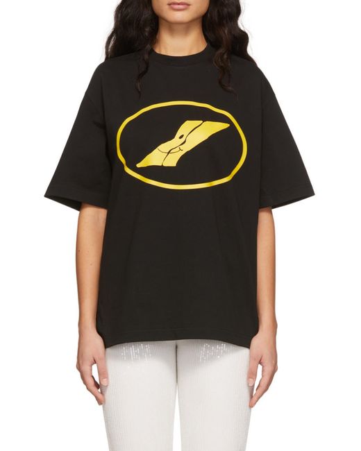 we11done Black Logo-Print Crew-Neck T-Shirt for men