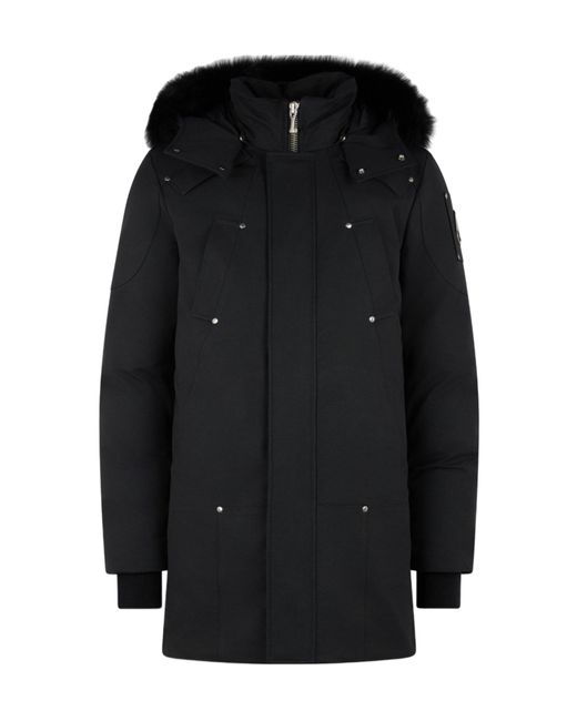 Moose Knuckles Black Hooded Zip-Up Parka for men