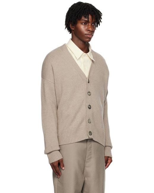 AMI Natural Long Sleeved Buttoned Cardigan for men
