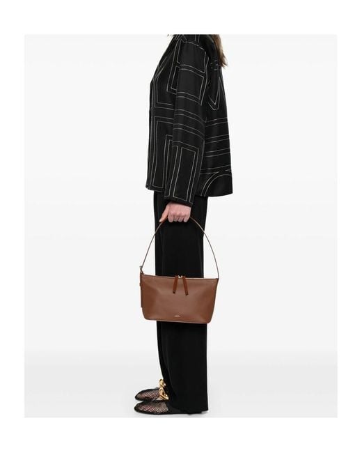 A.P.C. Brown Vera Logo Embossed Shoulder Bag