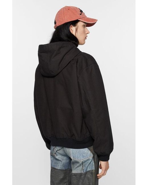 Acne Black Cotton Hooded Jacket for men