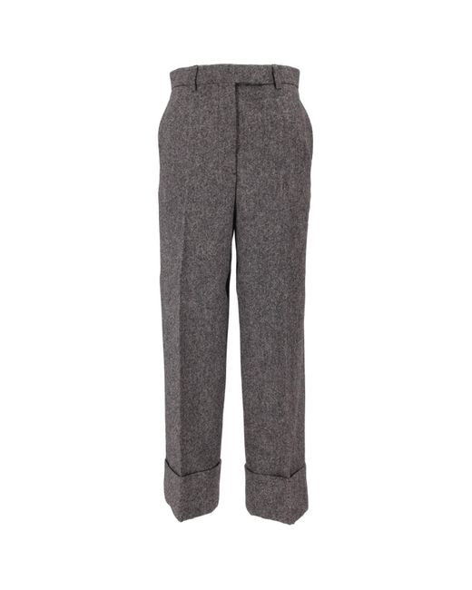 Thom Browne Gray High-Waist Straight-Leg Trousers