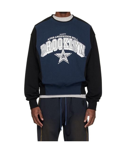 ANDERSSON BELL Blue Logo Layered Sweatshirt for men