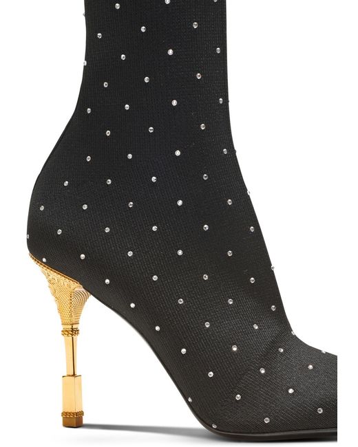 Balmain Black Moneta Embellished Heeled Ankle Boots