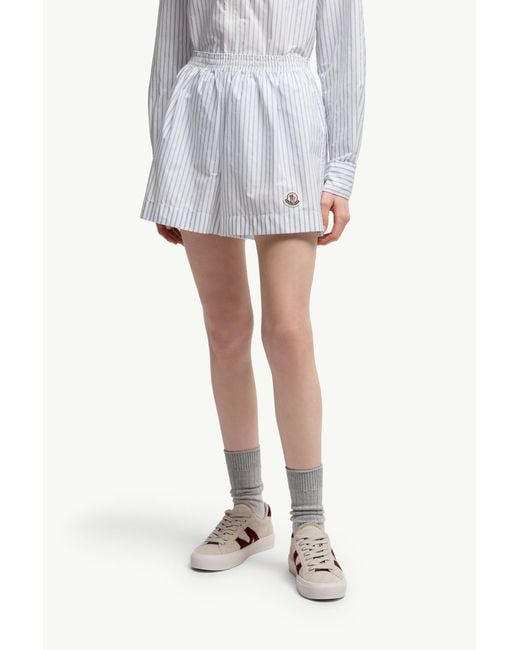 Moncler White Striped Shorts