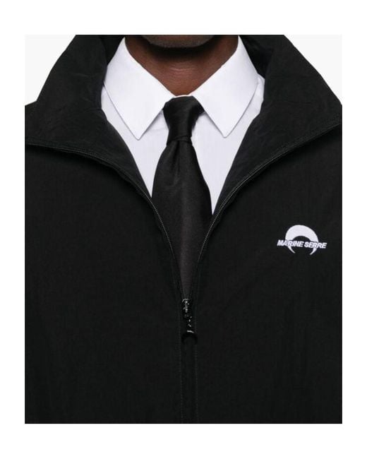 MARINE SERRE Black Logo Embroidered Sport Track Jacket for men