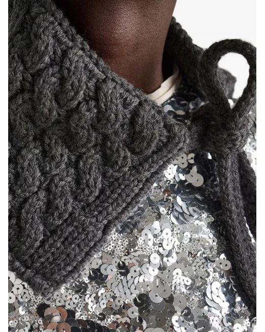 Prada Black Cable-Knit Scarf