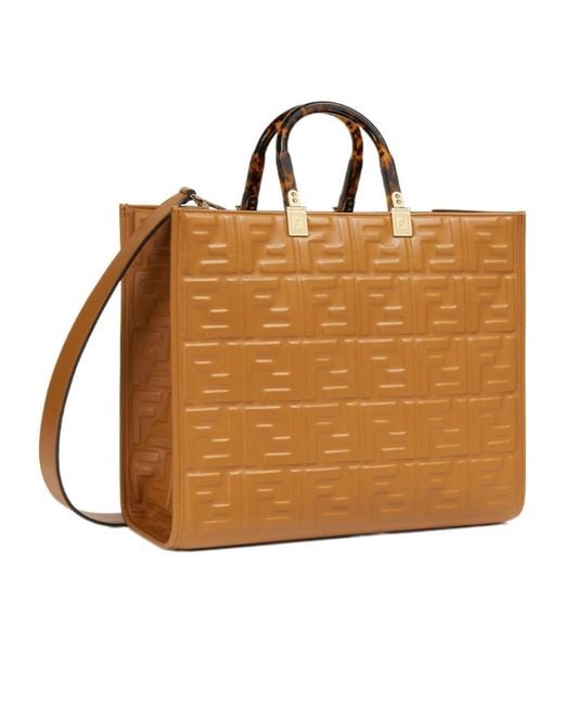 Fendi Brown Monogram Embossed Tote Bag