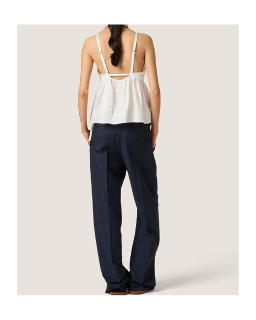 Miu Miu White Slubbed Eyelet Poplin Top