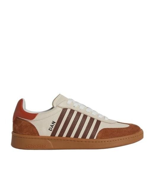 DSquared² Brown Round Toe Low-Top Sneakers for men
