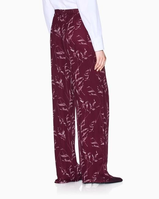 ARMANI EXCHANGE Purple Foliage-Print Trousers