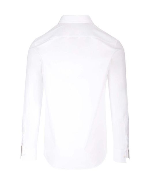 Valentino White Buttoned Curved Hem Shirt for men