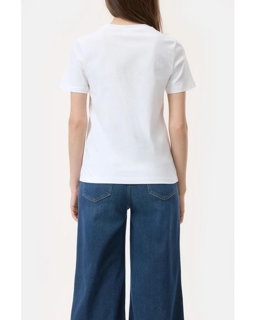 Closed White Ribbed Crew Neck T-Shirt