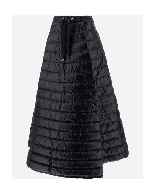 Herno Black Drawstring Padded Down Maxi Skirt