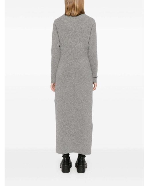 Golden Goose Deluxe Brand Gray High-Neck Ribbed-Knit Dress