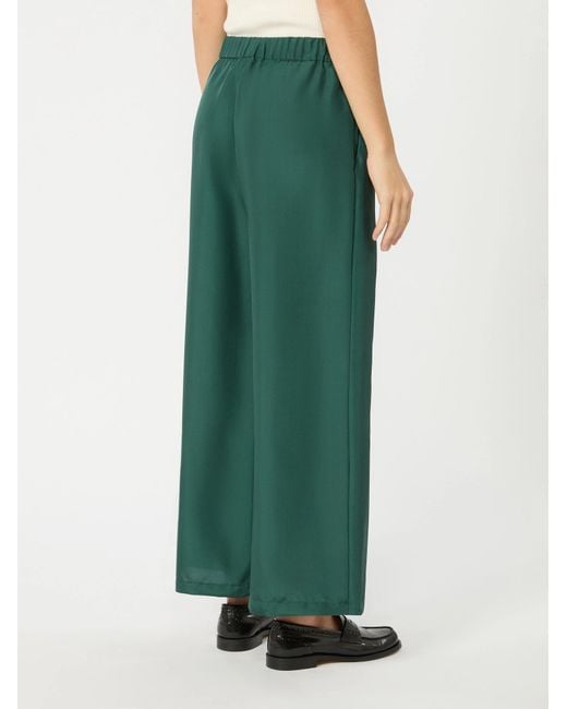 Weekend by Maxmara Green Silk Wide-Leg Trousers