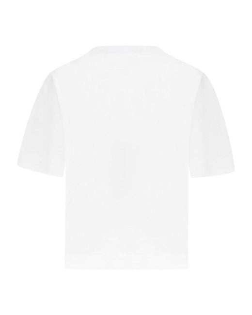 Off-White c/o Virgil Abloh White Logo Printed Crewneck Cropped T-Shirt
