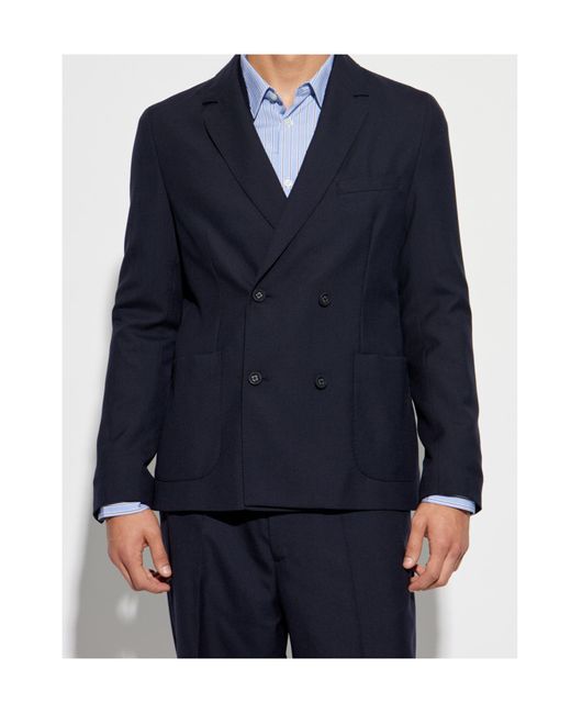 Officine Generale Blue Double-Breasted Blazer for men