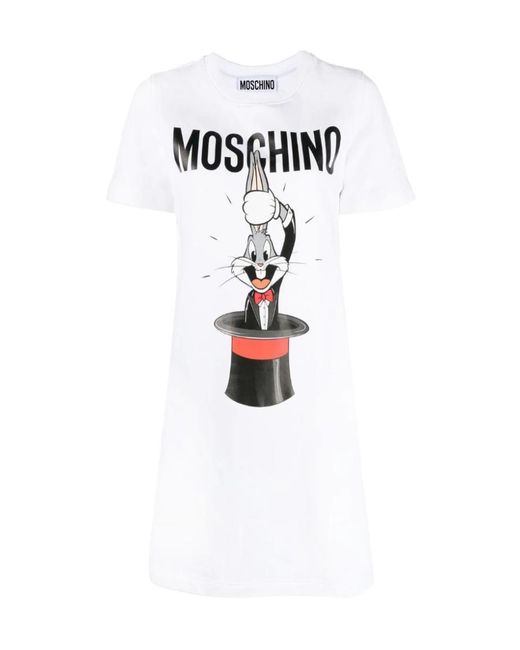 Moschino White Cartoon Print T-Shirt Dress