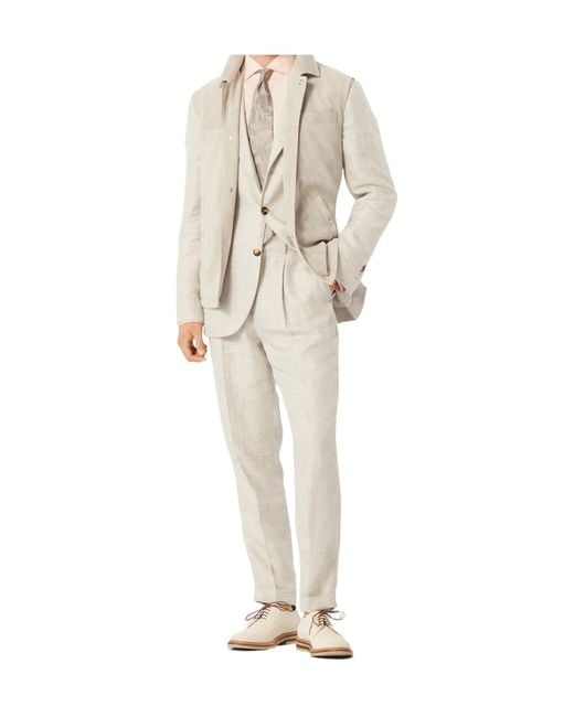 Brunello Cucinelli White Sleeveless Button-Up Gilet for men