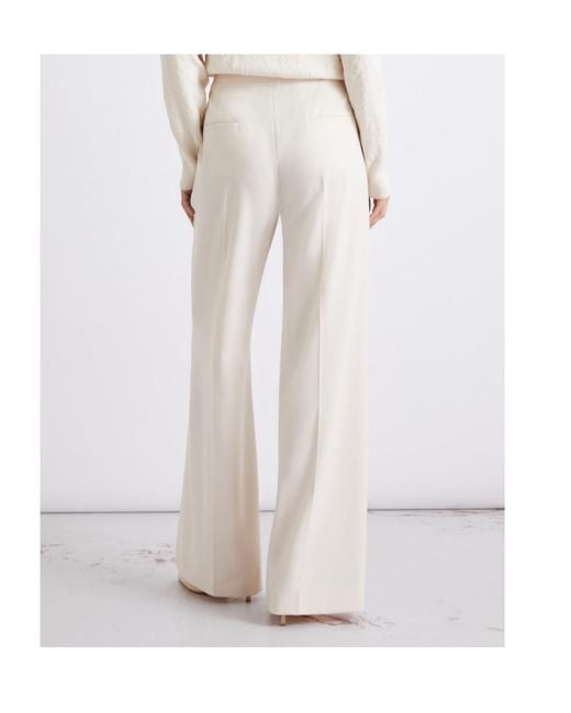 Marella White Straight-Fit Stretch Canvas Trousers