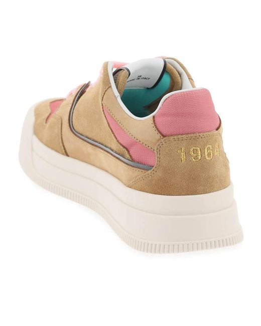 DSquared² Pink Logo Debossed Low-Top Sneakers