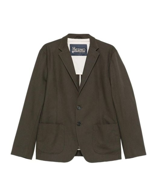 Herno Green Patch-Pocket Blazer for men
